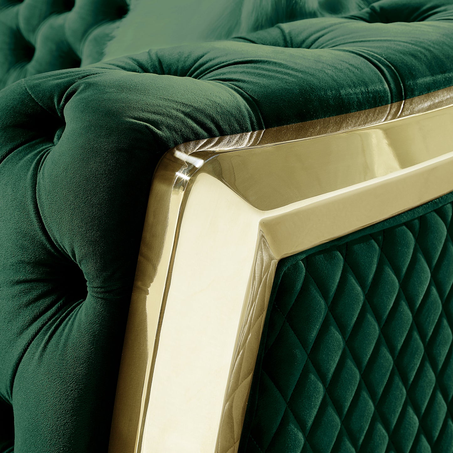 Briony Green Velvet Stainless Steel Frame Surround Upholstered Armchair