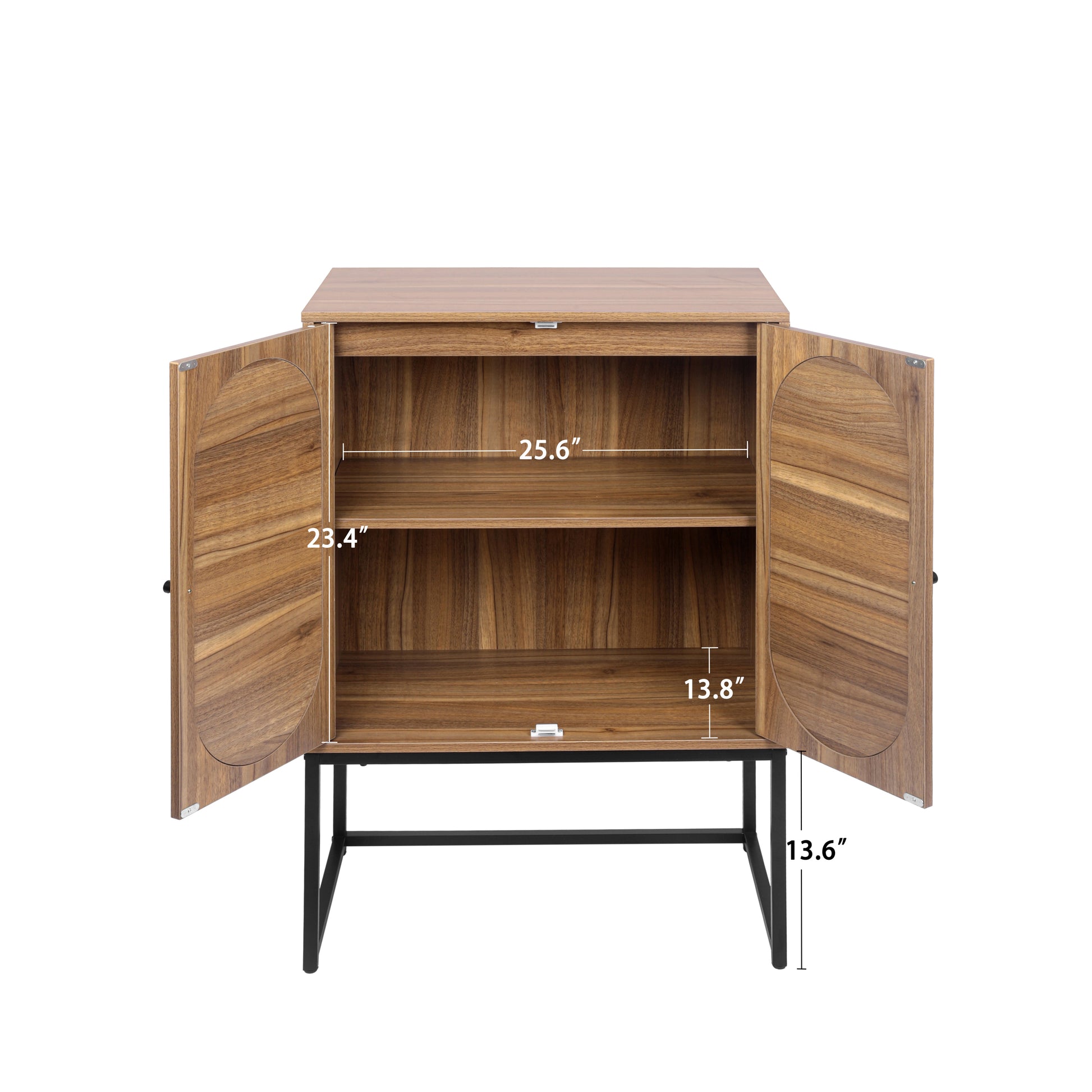 Allen Set of 2 Walnut Finish High Cabinets with Rattan Doors