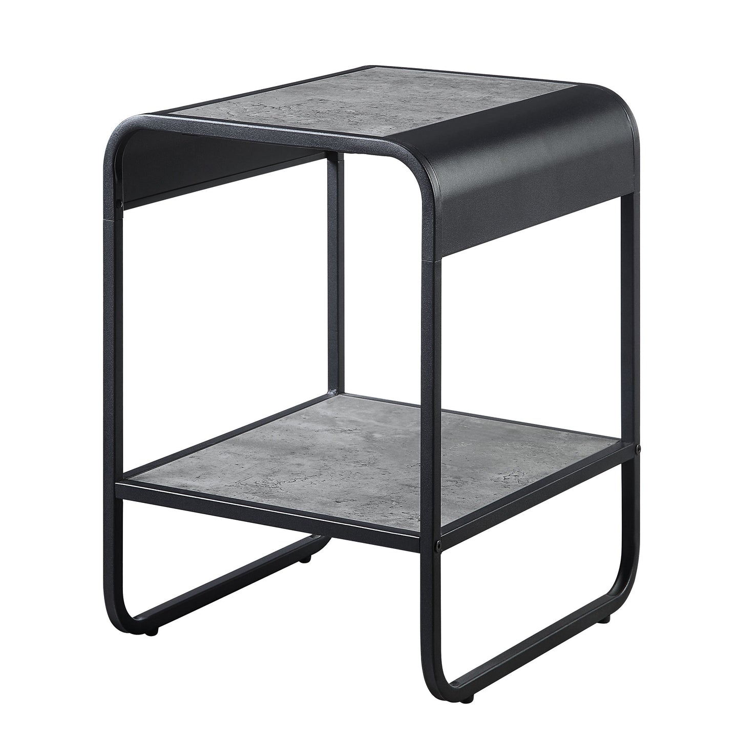 Concrete Grey and Black 1-shelf End Table