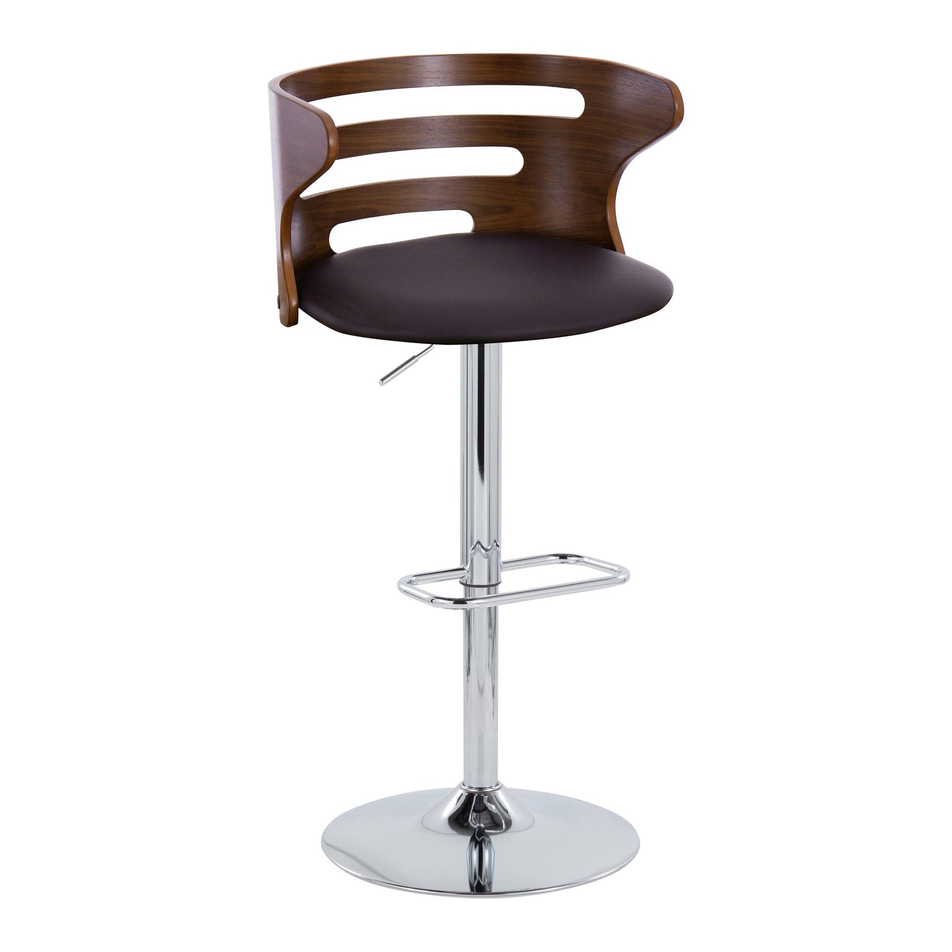 Cosi Mid-Century Modern Bar Stools with Leatherette Padded Seat Set of 2 Walnut