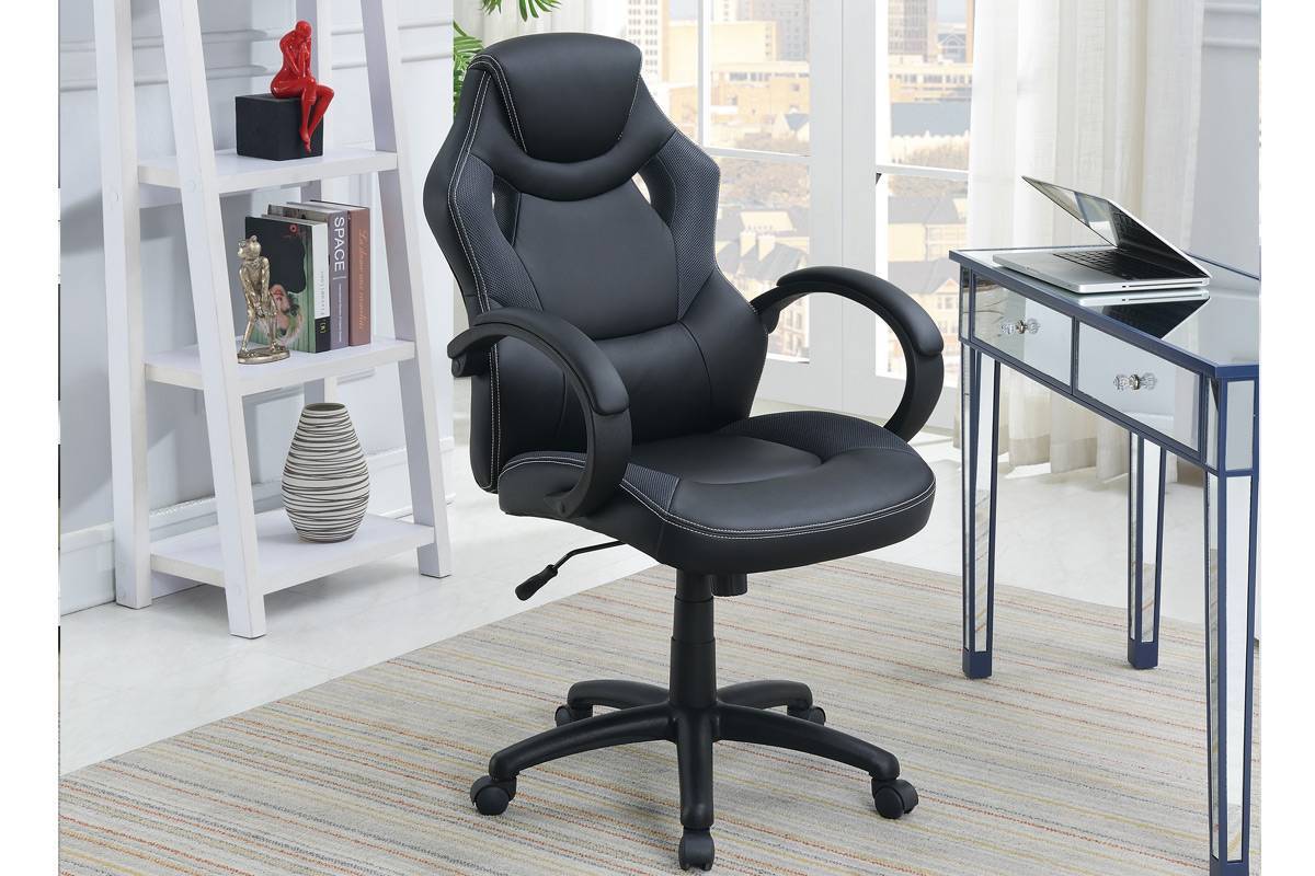 Modern PU Leather Executive Office Chair, Black