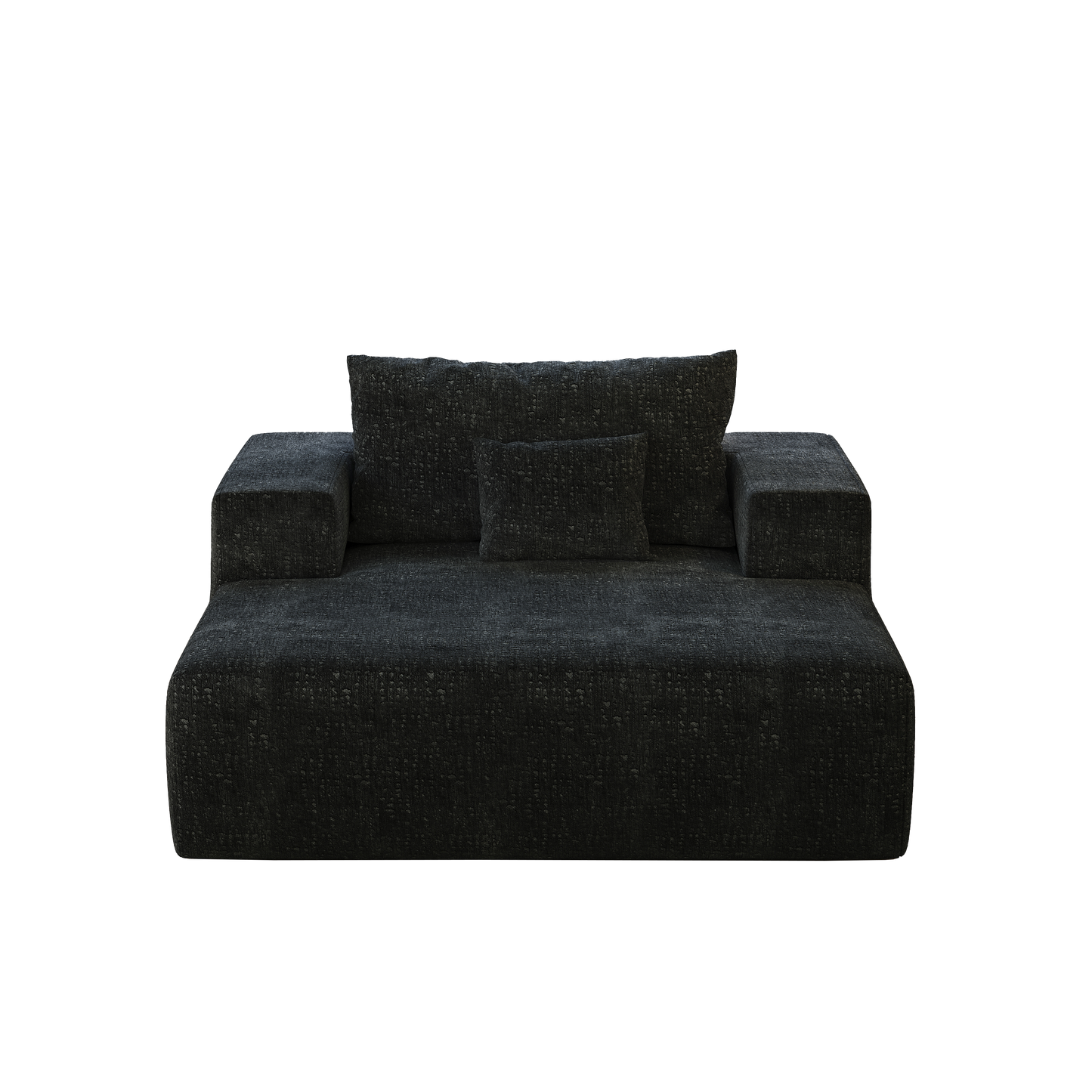 50-inch Chenille Sponge Sofa Lounge Black Fluffy Modern Sleeper Chair