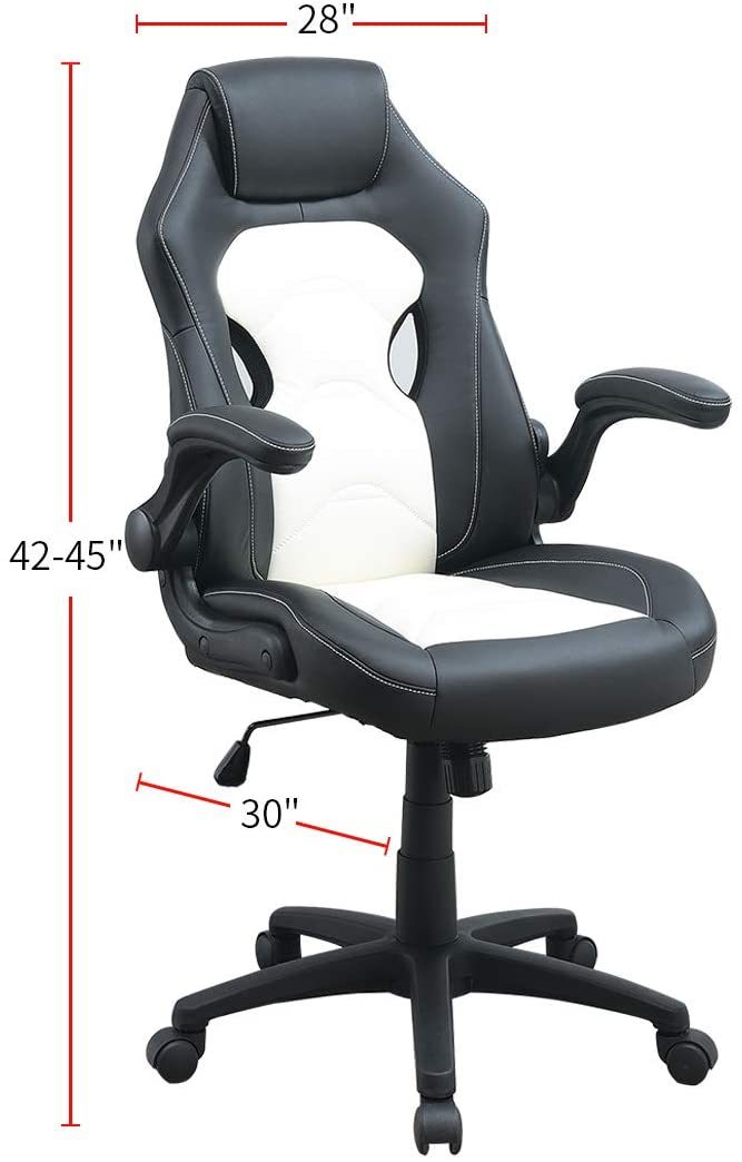 Modern PU Leather Executive Office Chair, Black & White