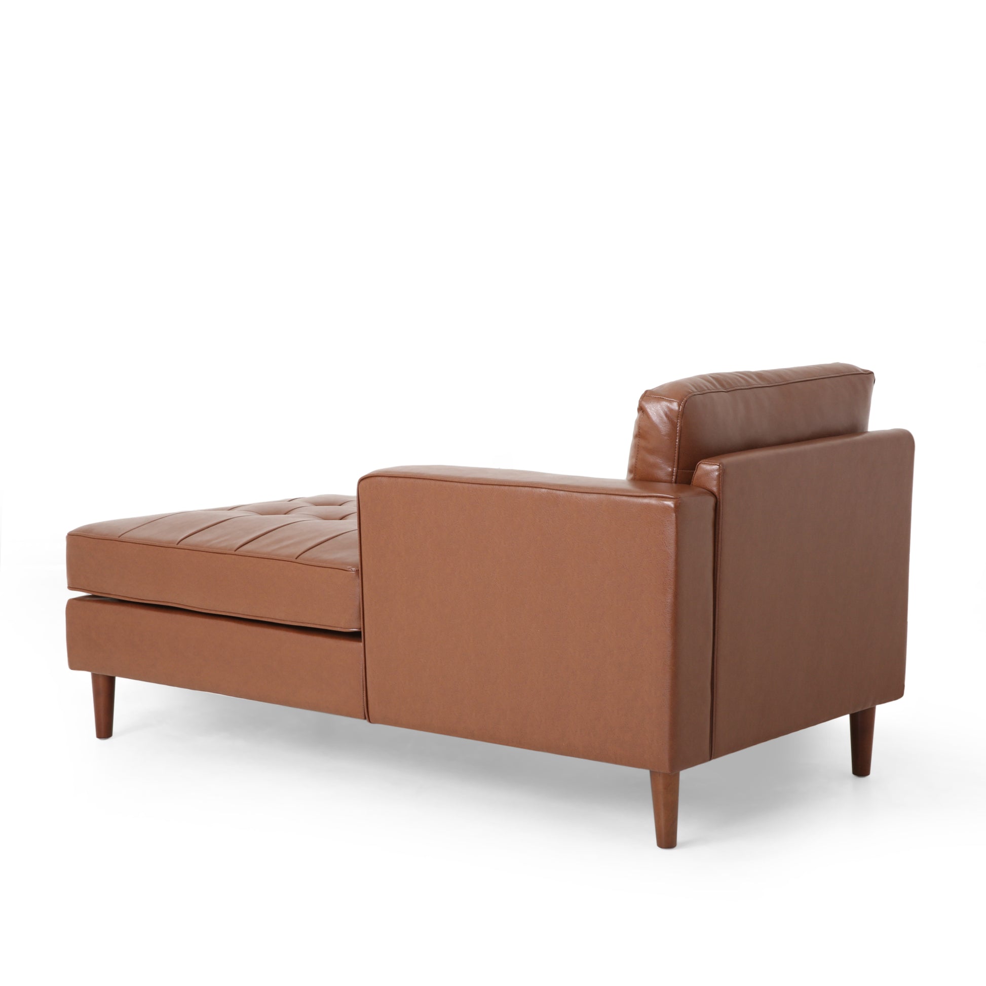 Pearl Modern PU Leather Chaise Lounge with Peg Legs, Brown