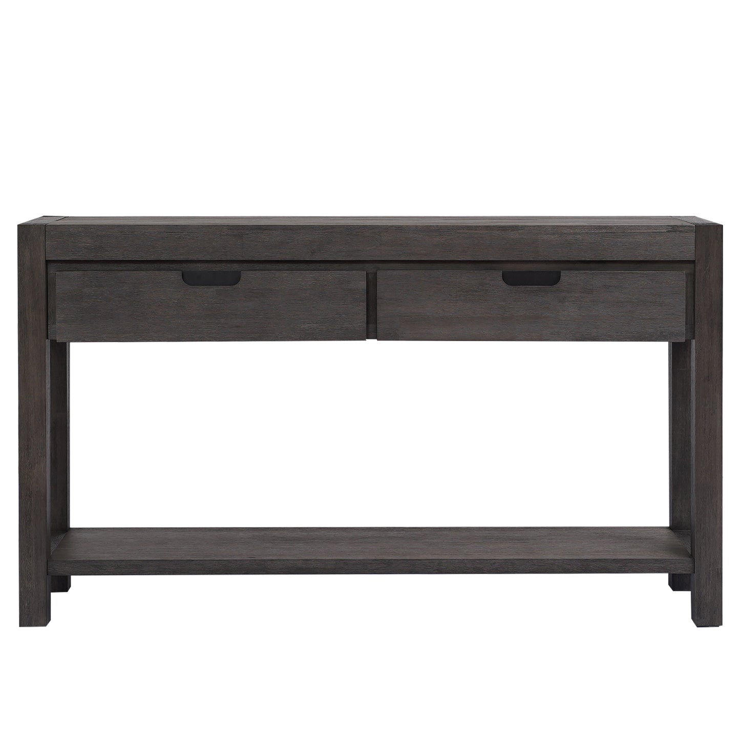 Rowan Transitional 2-Drawer Console Table, Antique Brown