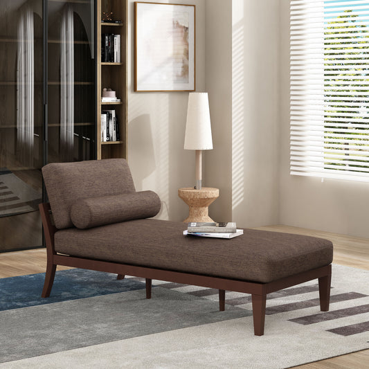 Lucille Mid-Century Modern Chaise Lounge, Brown