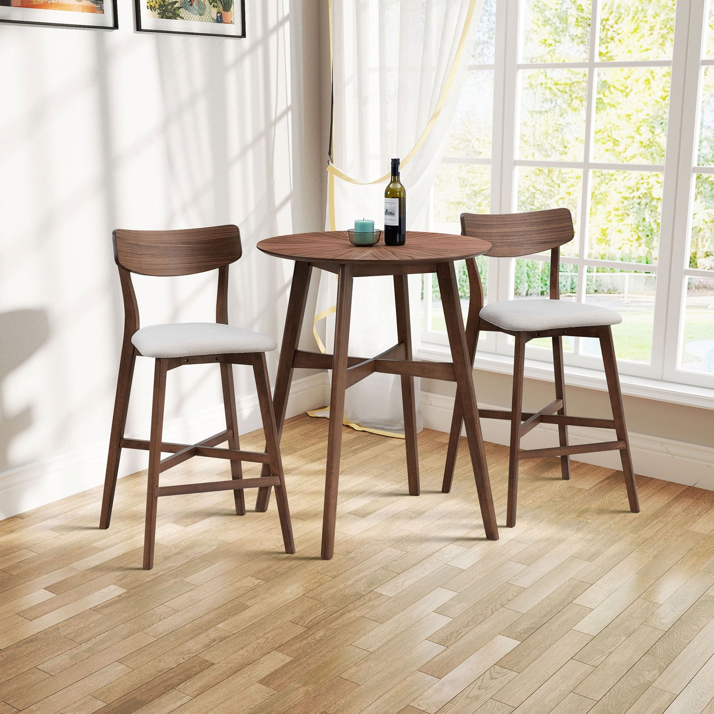 Gemma 3PC Bar Table Set, Walnut