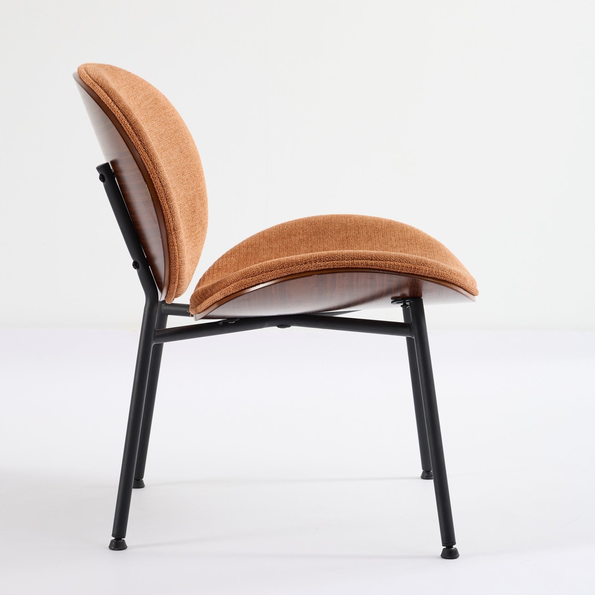 Weston Mid-Century Modern Shell Chair Side Chair, Orange & Walnut