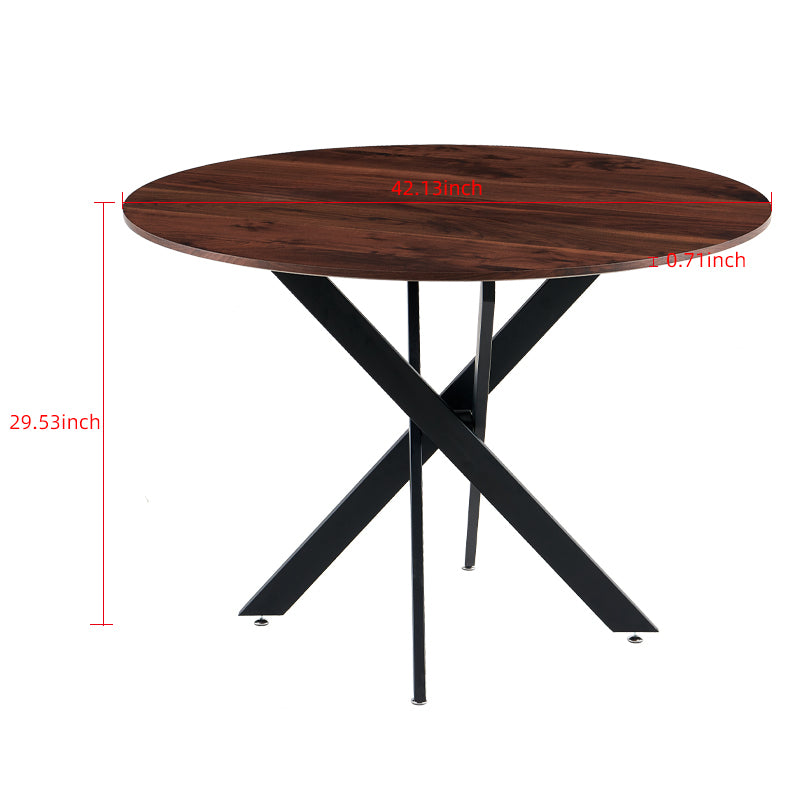 Keturah 47.2" Round Mid-Century Modern Dining Table, Brown & Black