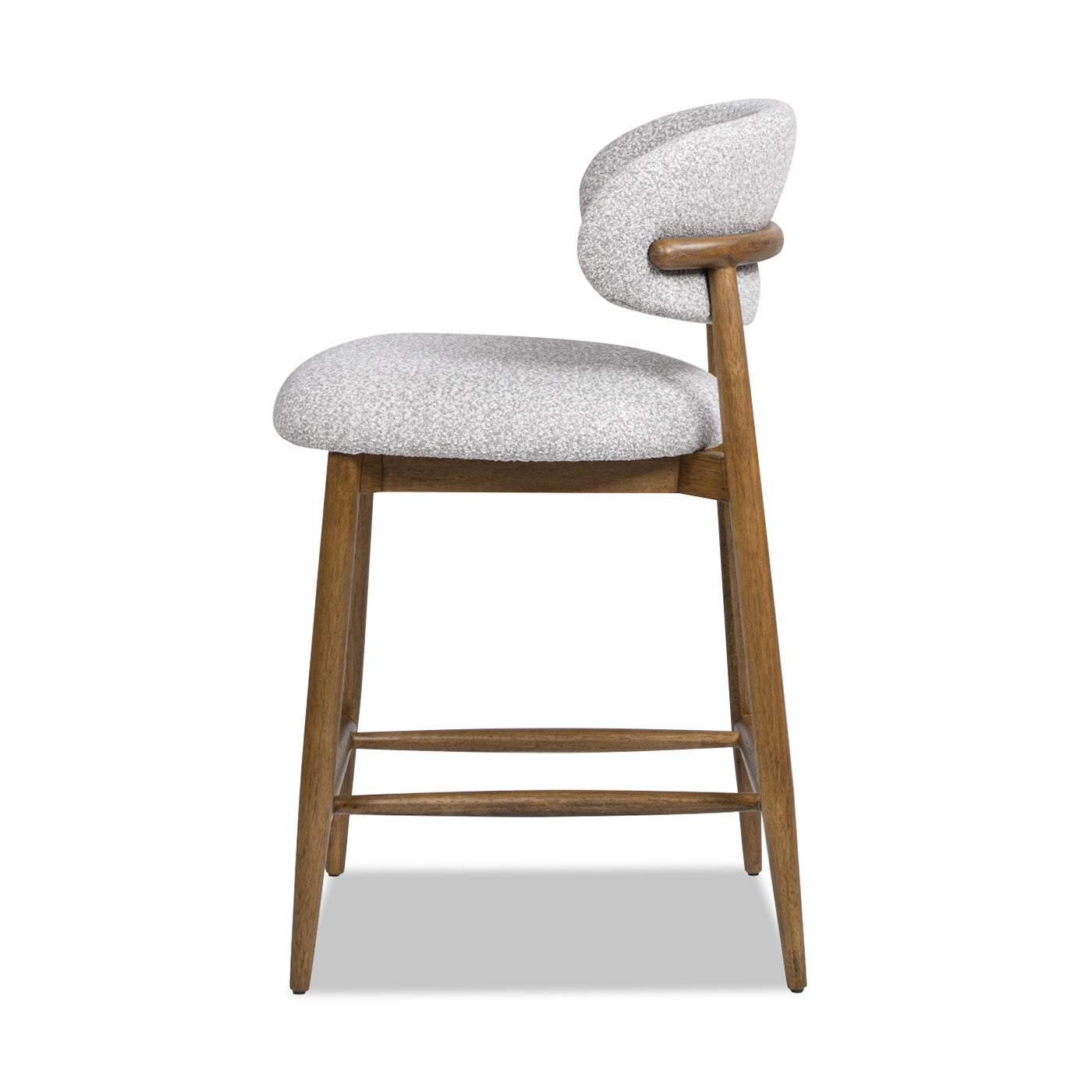 Locke 26.5' Modern Upholstered Counter Stool with Wood Frame, Salt & Pepper Boucle