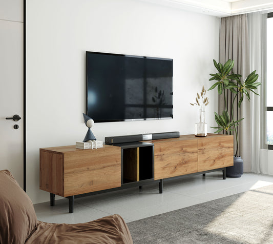 Maya Modern 80" TV Console, Brown & Black