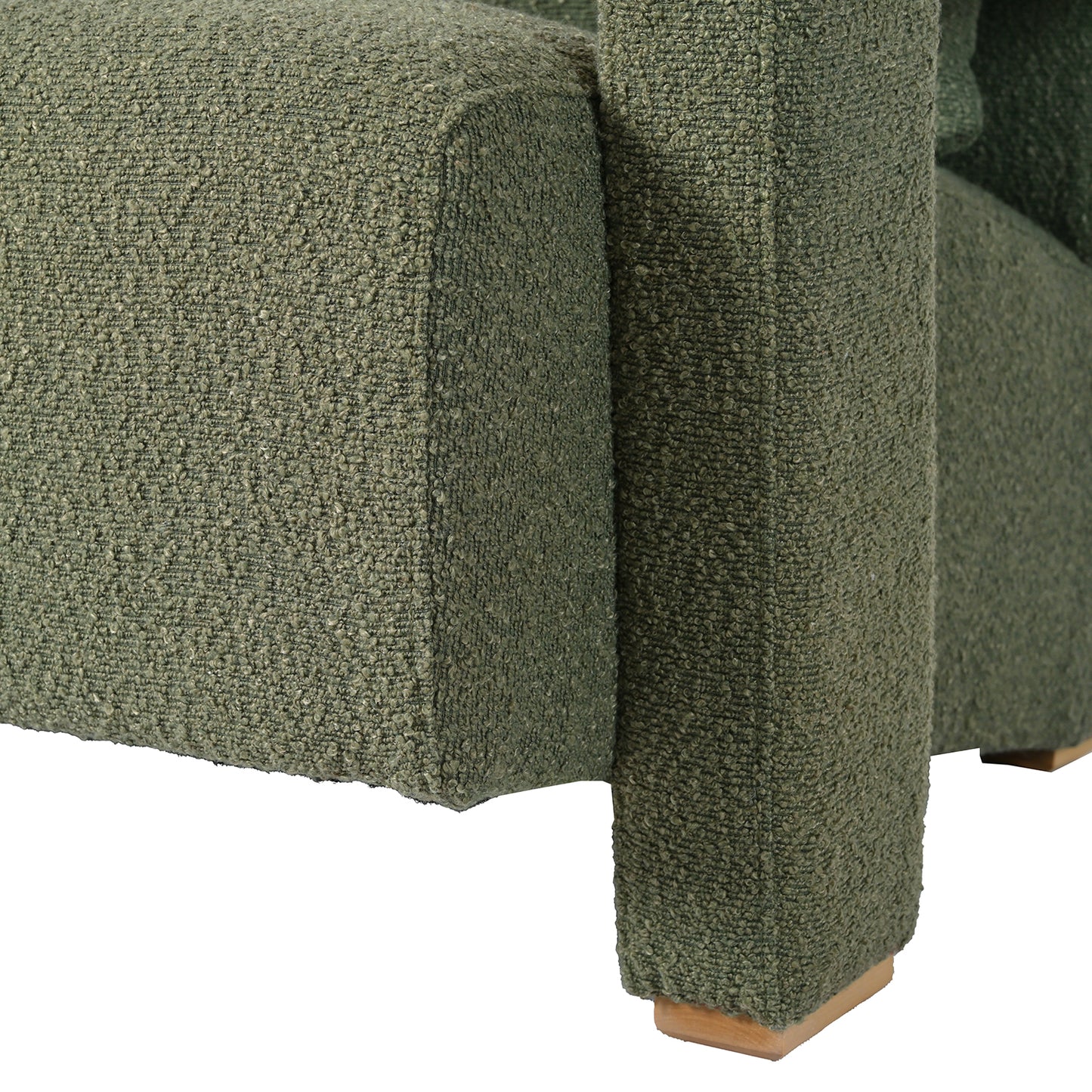 Axel Mid-Century Modern Boucle Arm Chair with Lumbar Pillow, Green