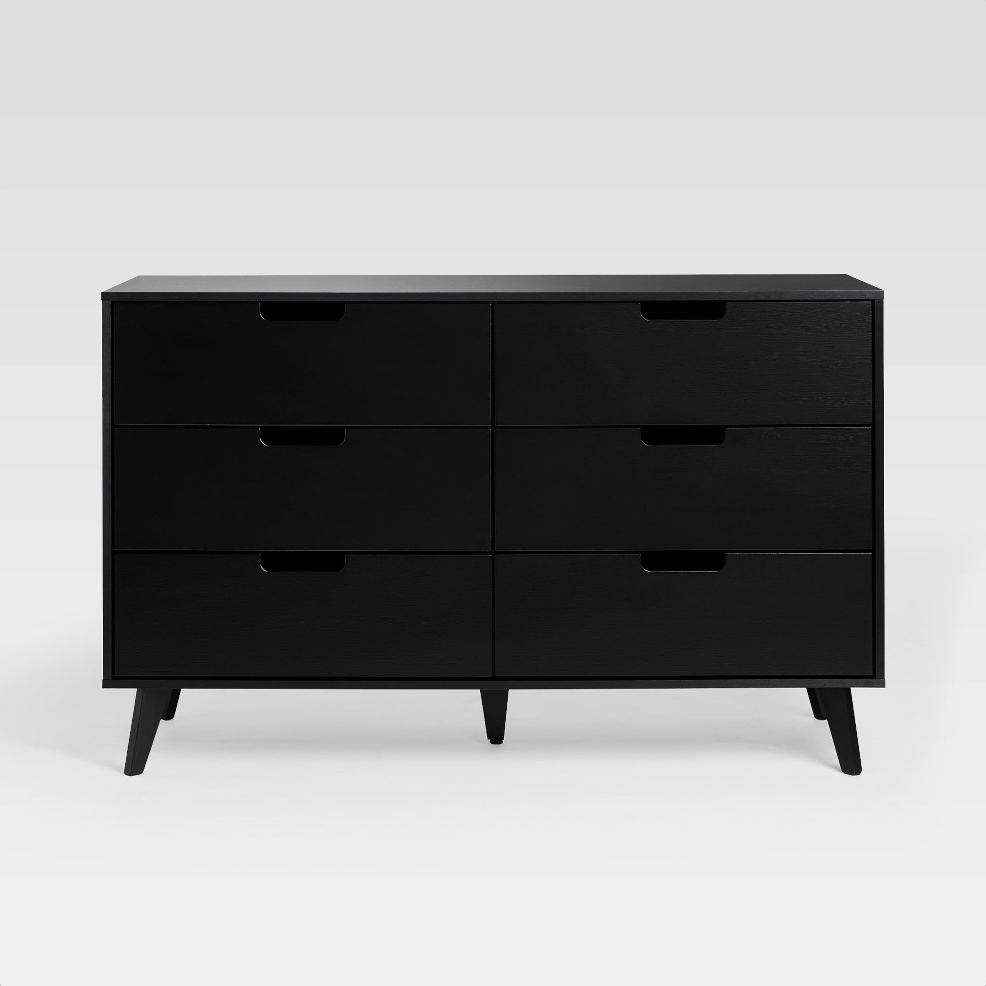 Hans Mid-Century Hans 6-Drawer Dresser with Cut-Out Handles, Black