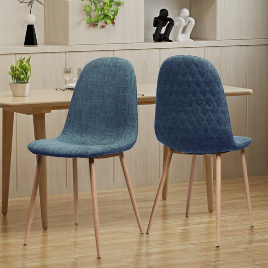 Loretta Mid-Century Modern Upholstered Side Chairs Set of 2 Muted Blue