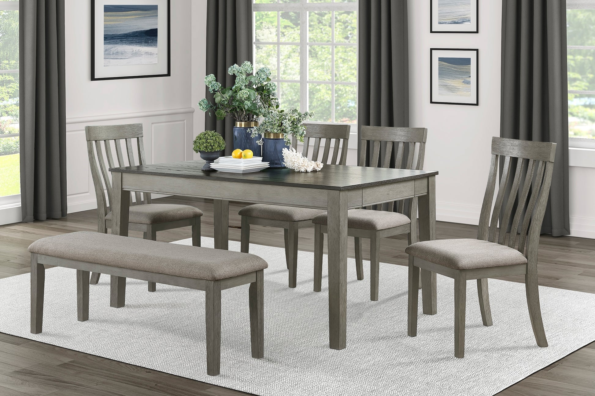 Adeline Vertical Slat Back Solid Wood Side Chairs Set of 2 Gray