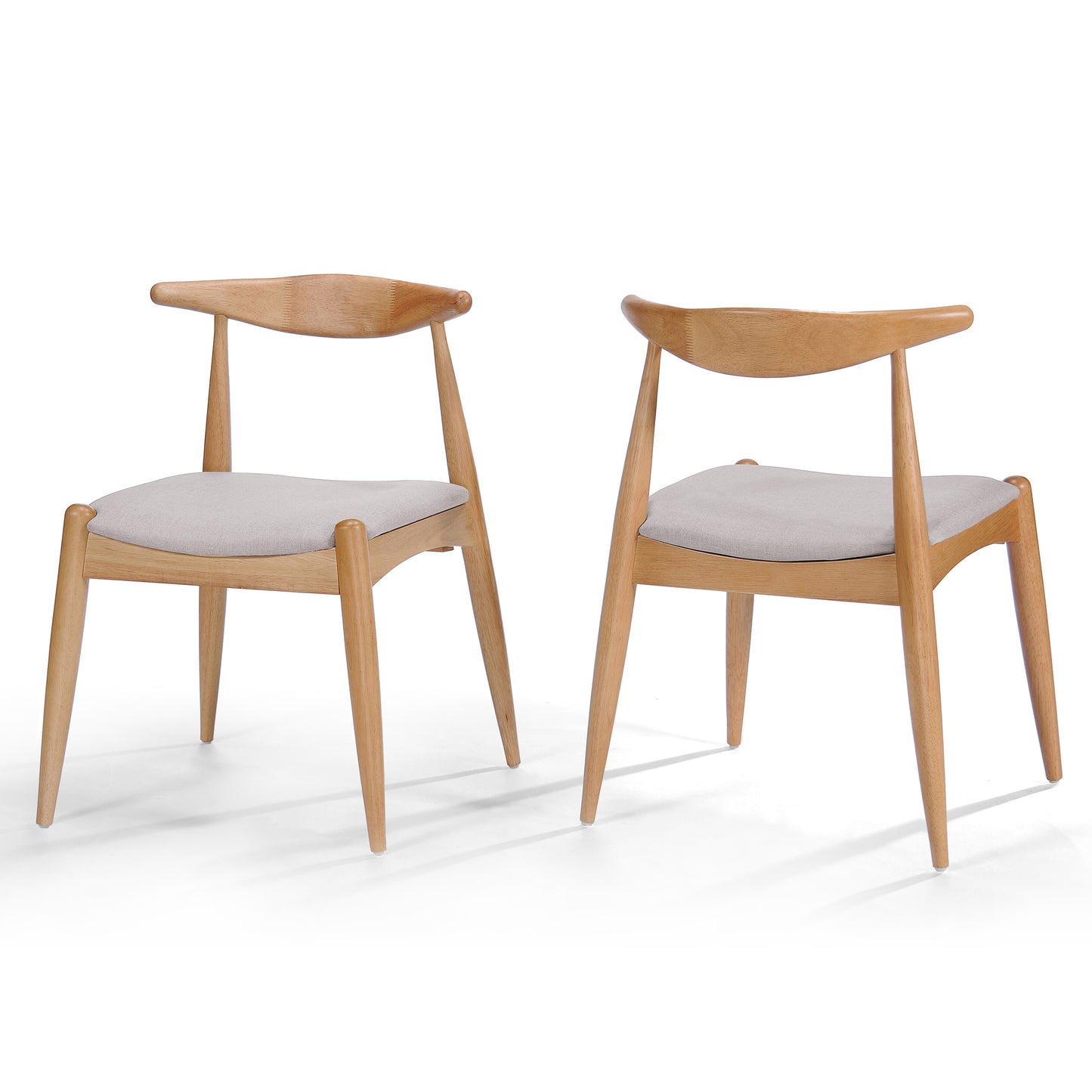 Margarette Mid-Century Modern Side Chairs Set of 2 Natural & Beige