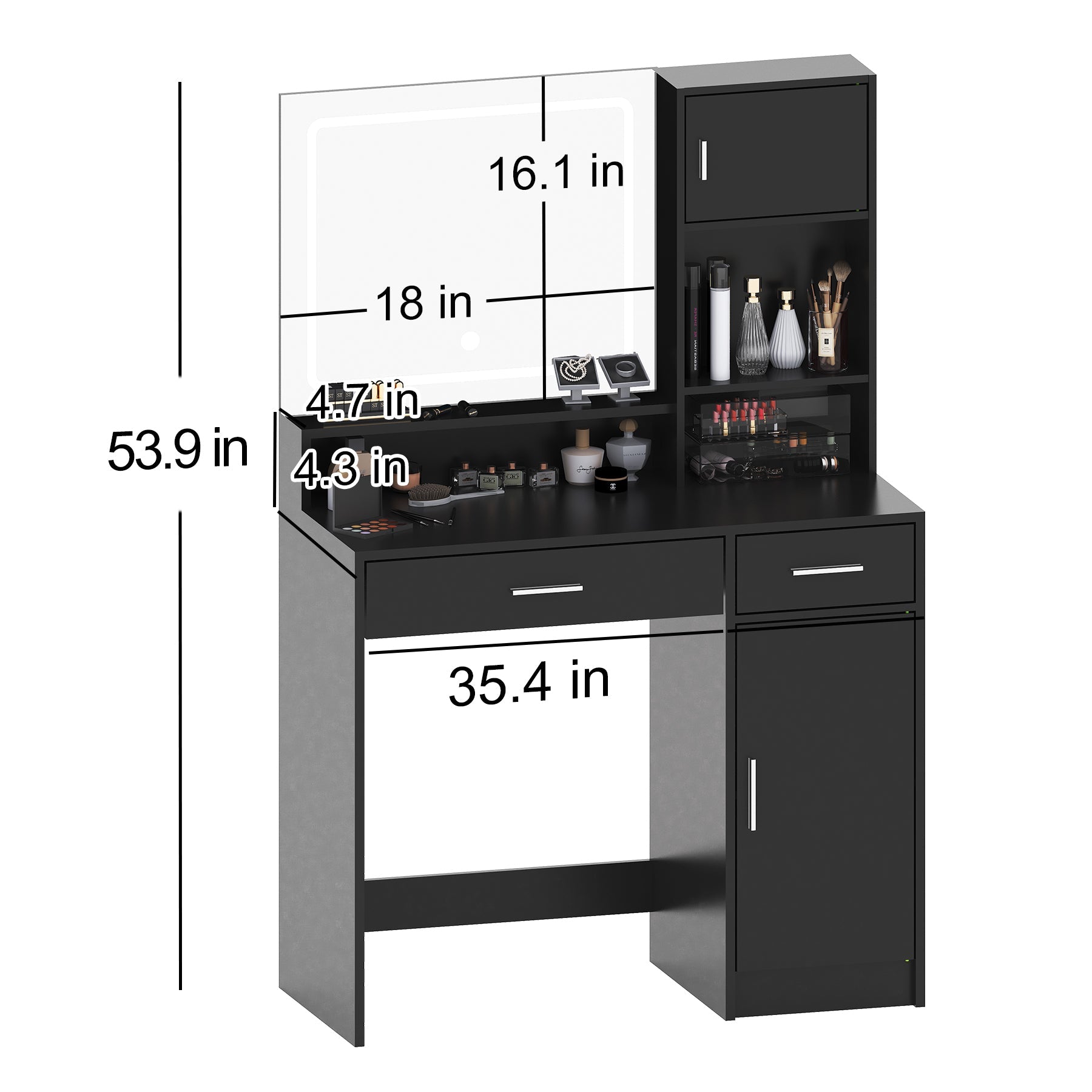 Hestia Modern Minimalist Vanity, Black