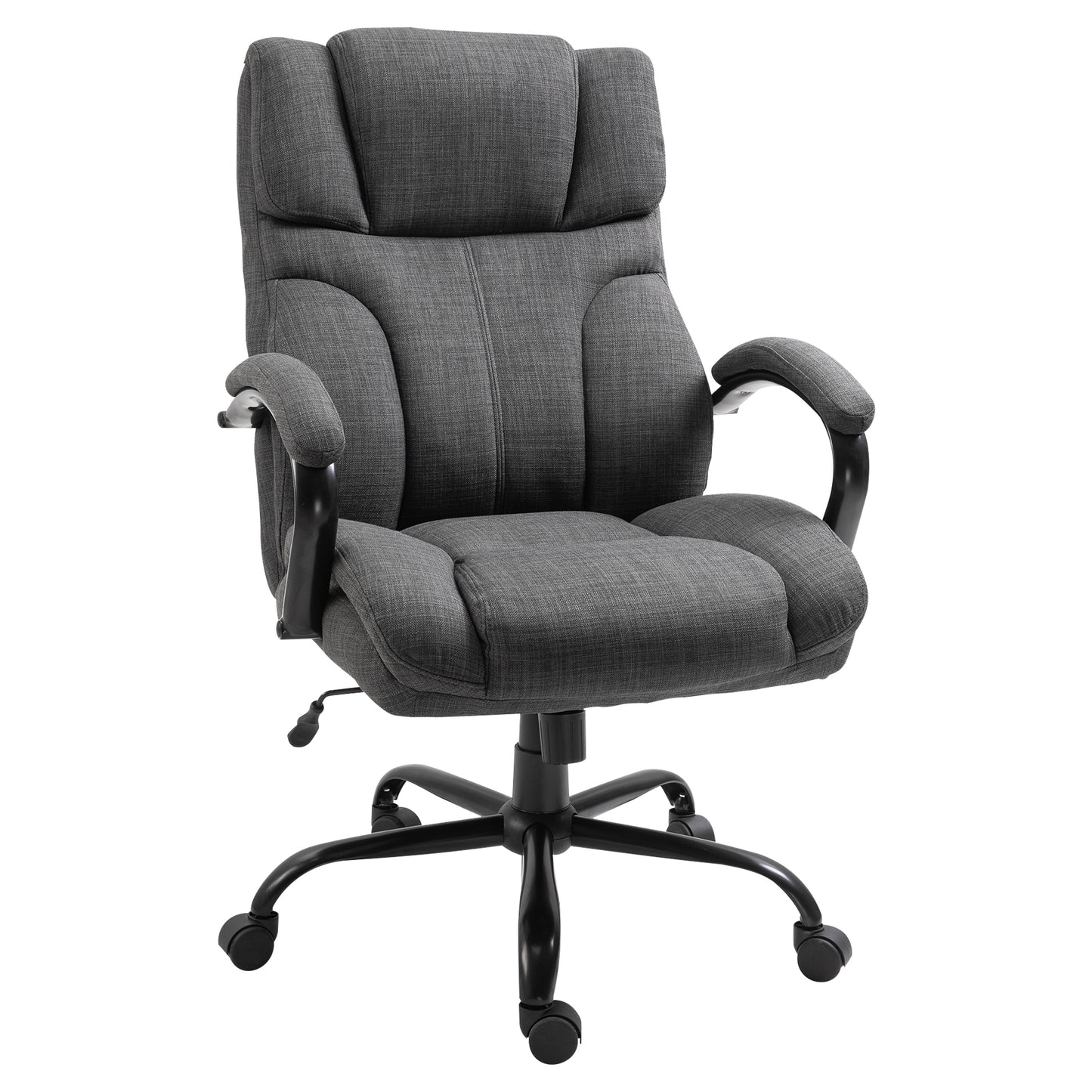 Angelina Big & Tall Linen Upholstered Office Chair, Dark Gray