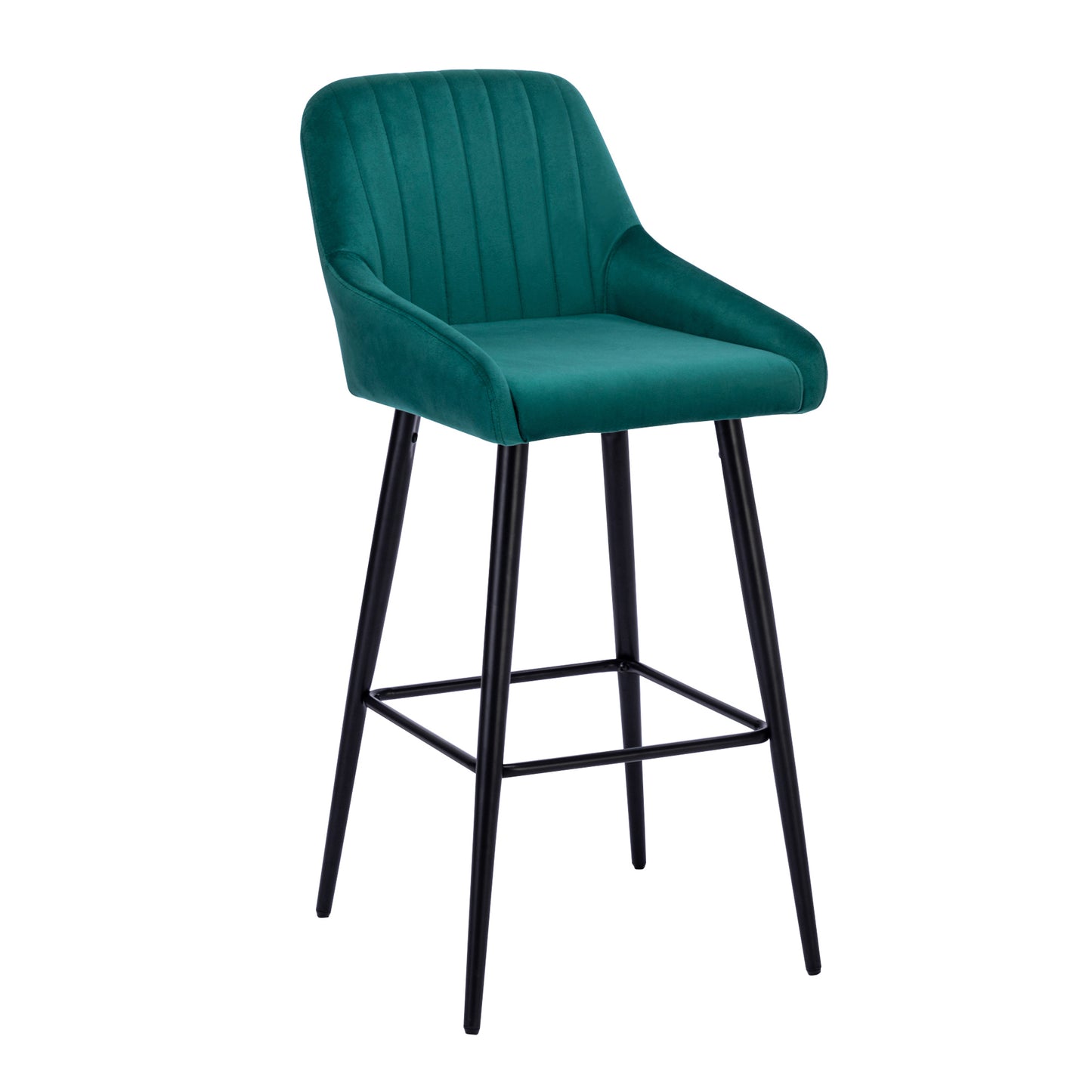 Baily Elegant Velvet Bar Stools with Black Legs Set of 2 , Green