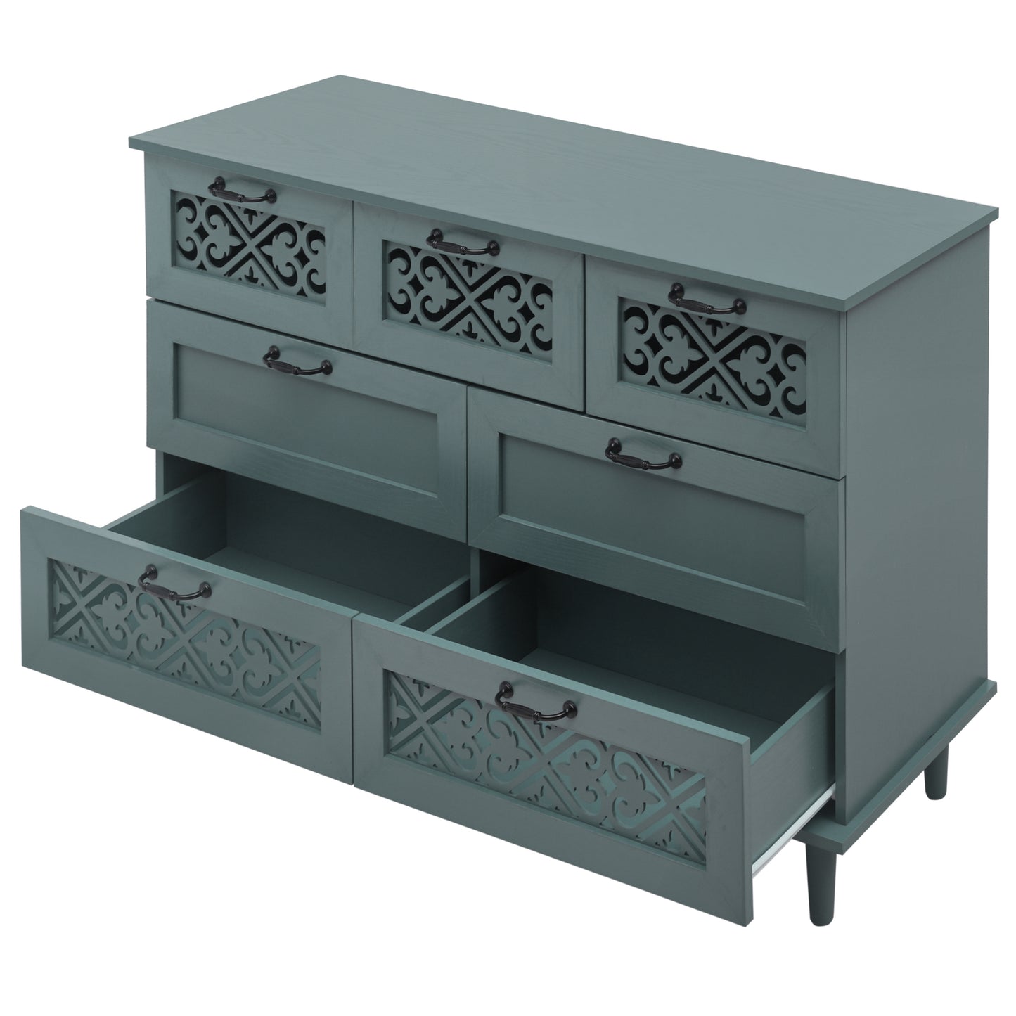 Riley Dark Green 7-Drawer Cabinet