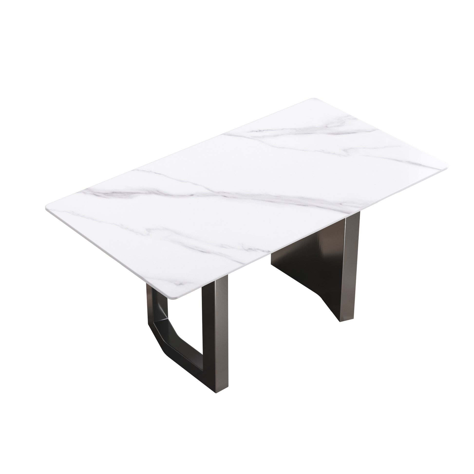 Nyx 63" Modern Sintered Stone Dining Table, White & Black