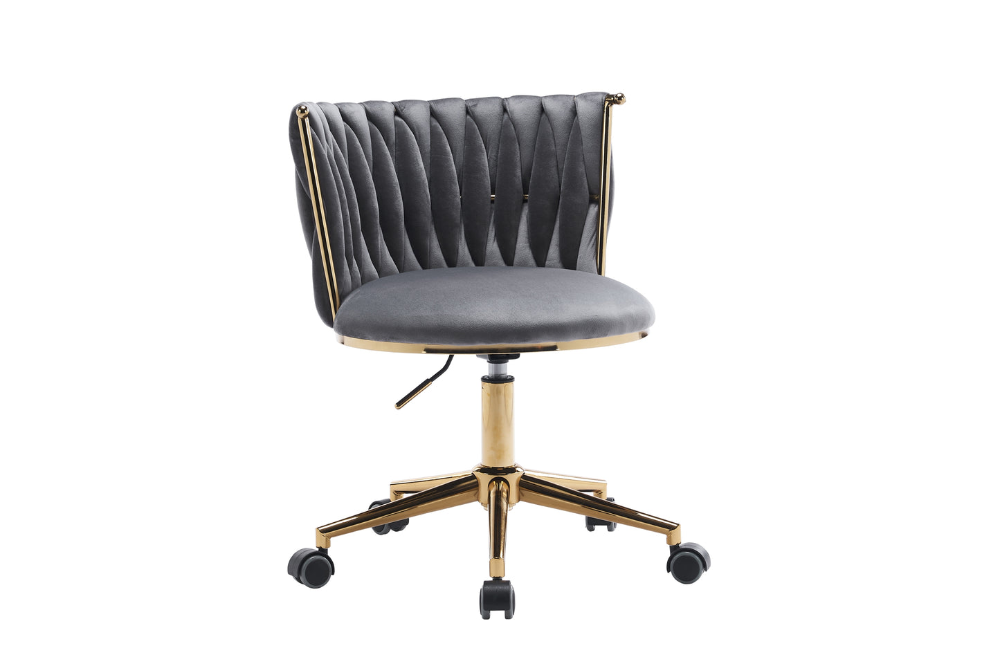 Emme Gold Framed Velvet Office Chair with Gold Base - Gray