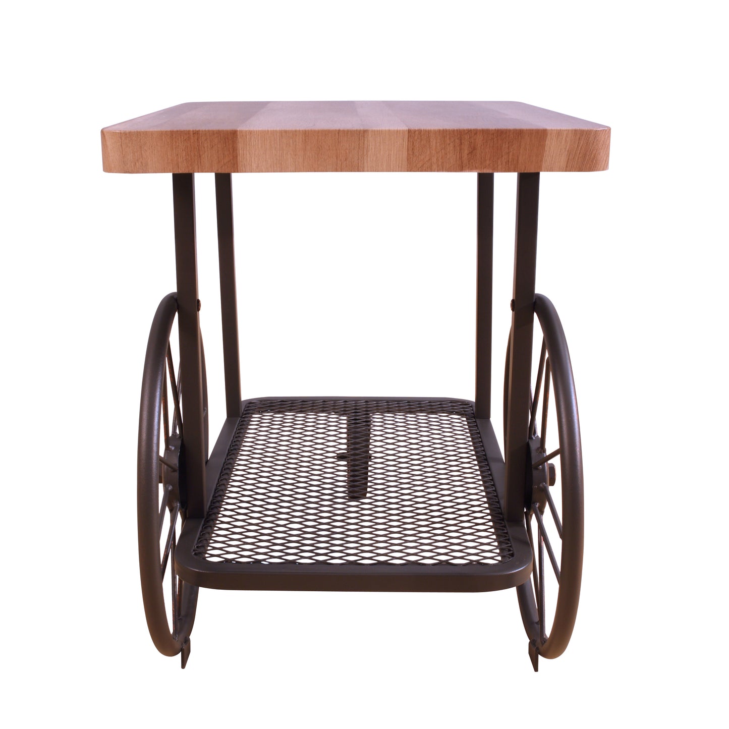 Oak and Antique Grey End Table with Shelf