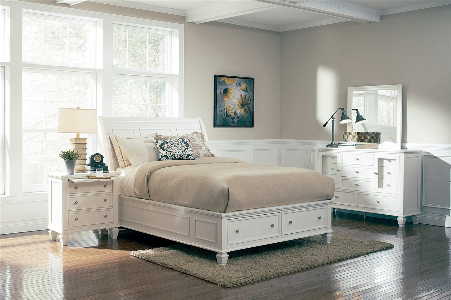 Sandy Beach Cottage Style Queen Storage Bed