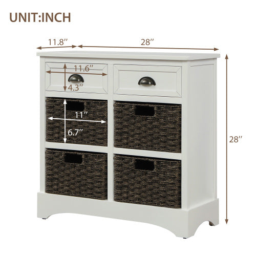 TREXM Modern Farmhouse Style 2 Drawers Storage Cabinet - White