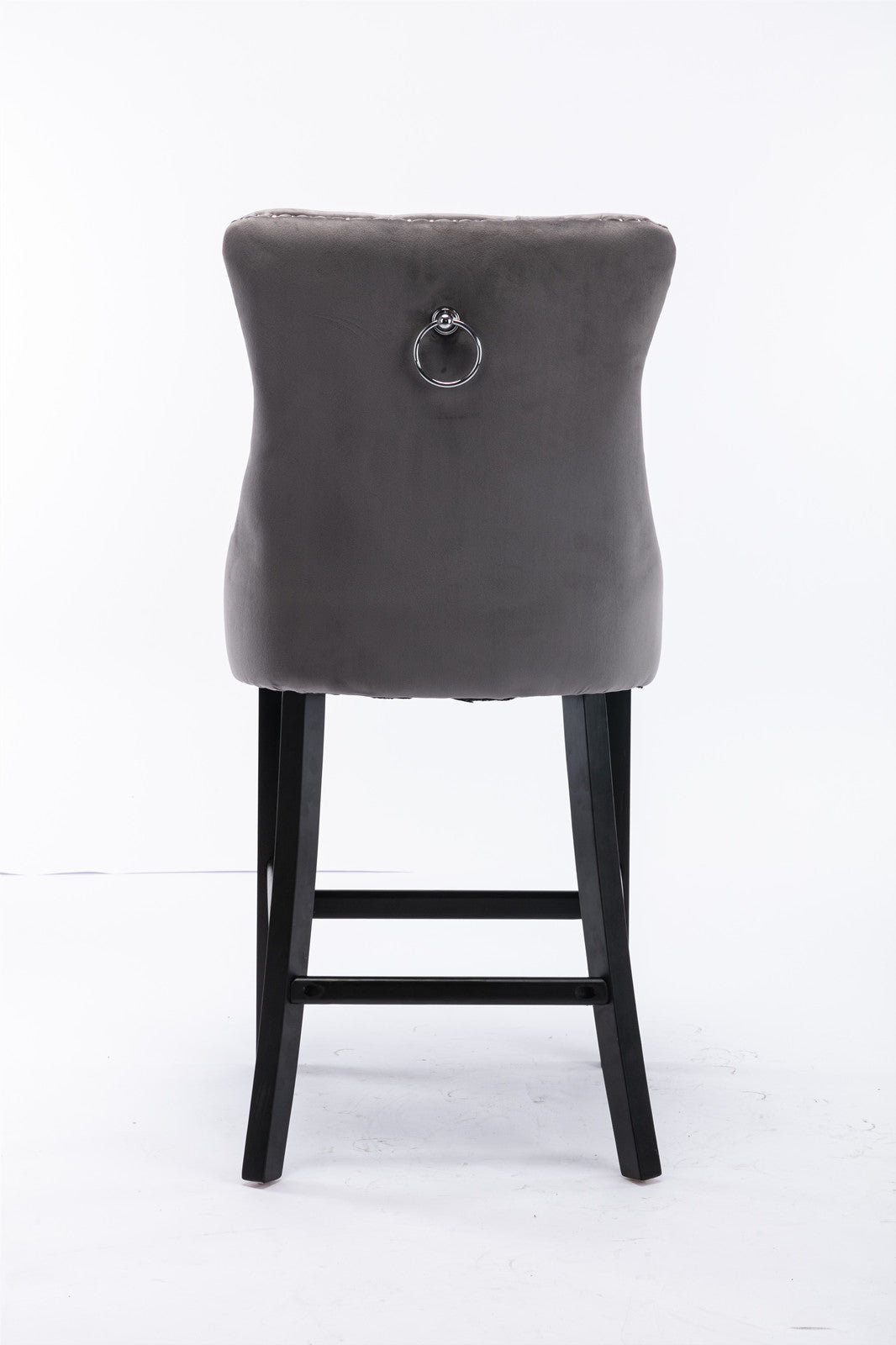 Nikki Contemporary Velvet Bar Stools with Black Legs Set of 2 - Gray