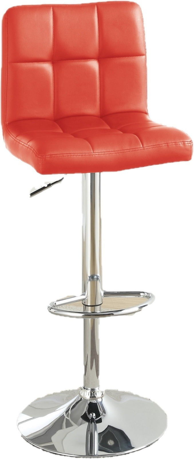 Kanepe Leatherette Bar Stools with Adjustable Height Set of 2 - Red