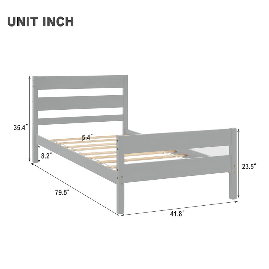 Mason Wooden Twin Platform Bed - Gray