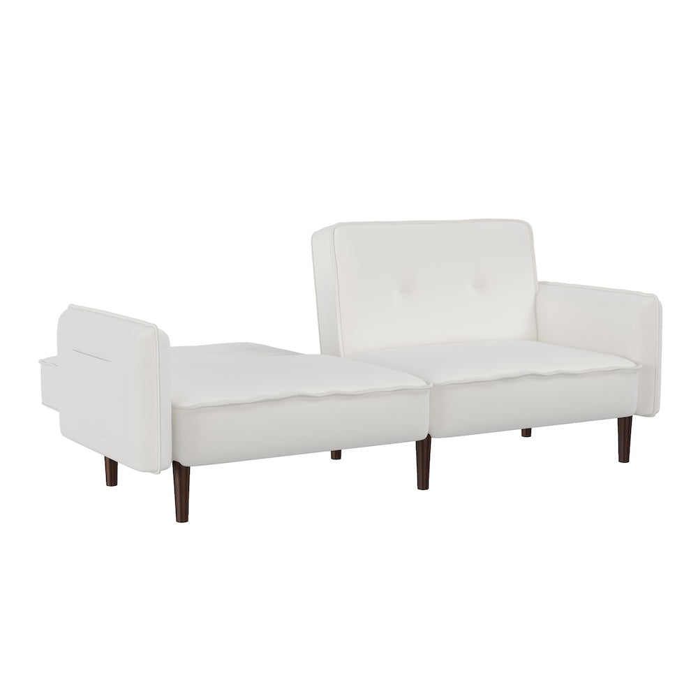 Oceana Split Back Sofa Bed with Walnut Legs - White