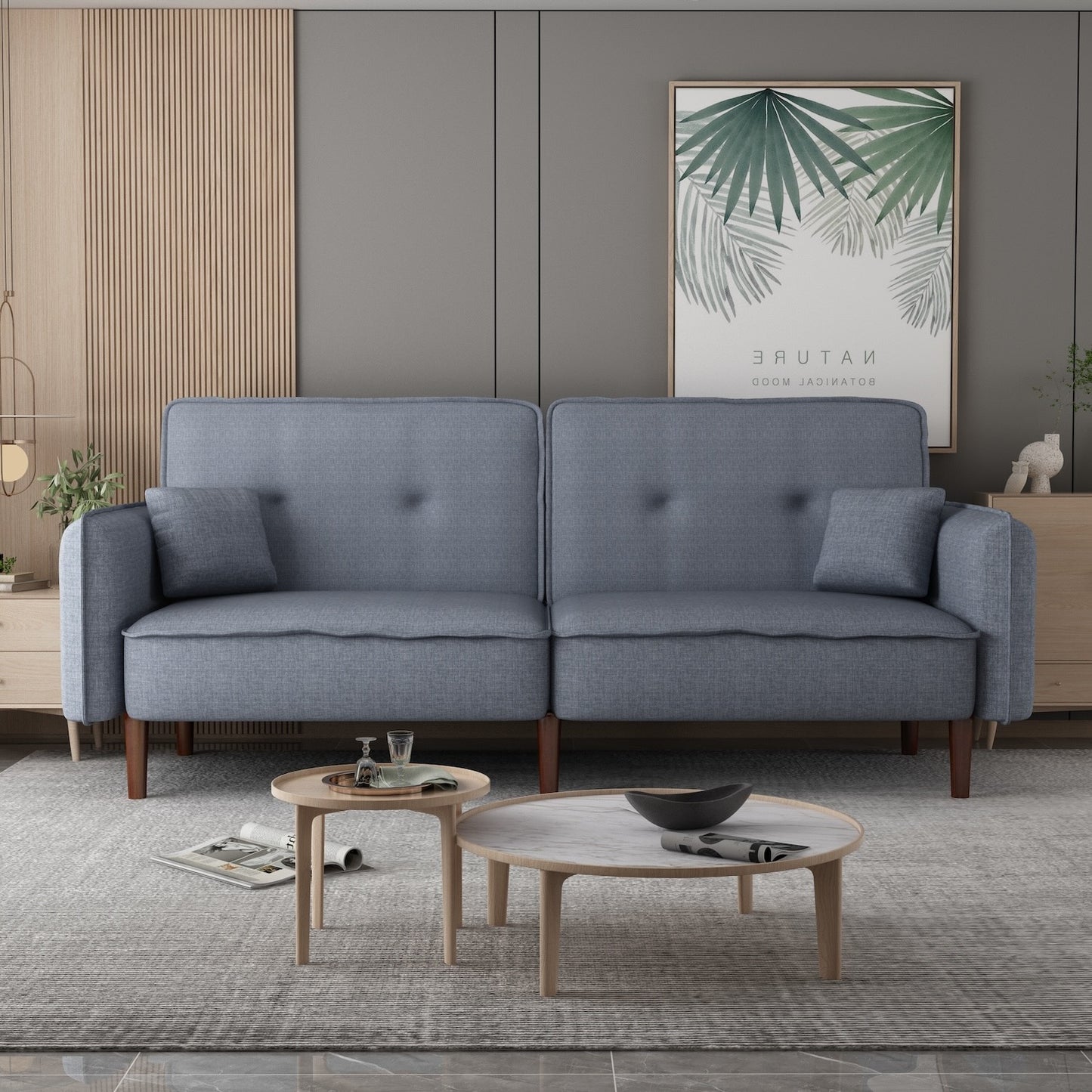 Oceana Split Back Sofa Bed with Walnut Legs - Gray