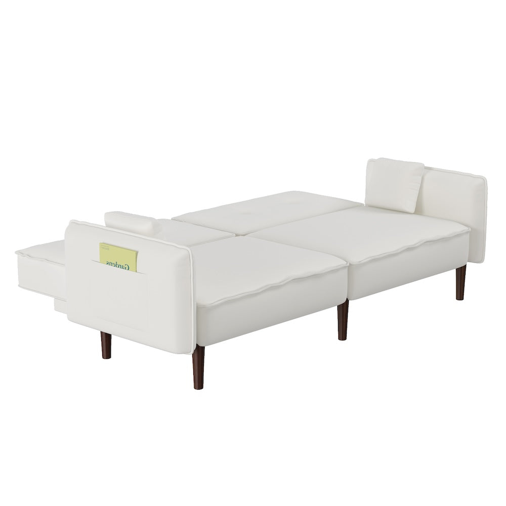 Oceana Split Back Sofa Bed with Walnut Legs - White