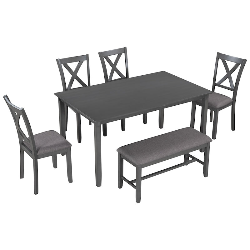 Arden 6-Piece Farmhouse Dining Set - Gray