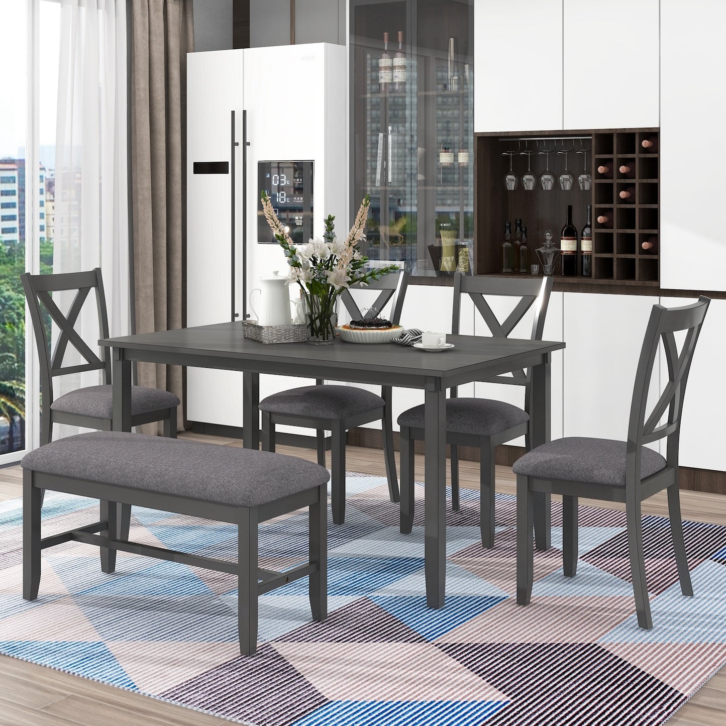 Arden 6-Piece Farmhouse Dining Set - Gray