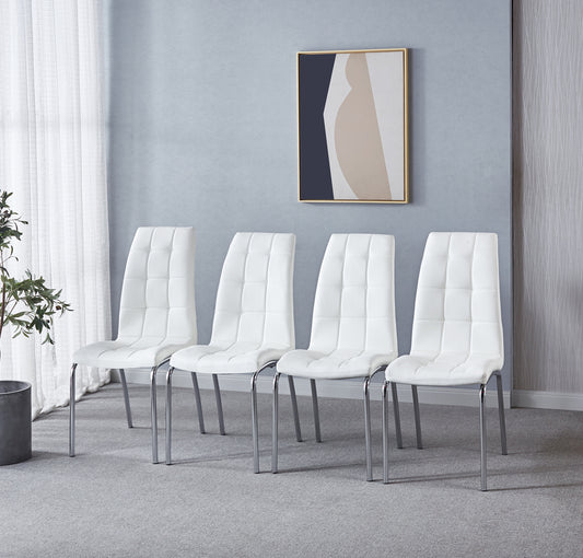 Artisan Furniture Modern Leatherette Dining Chairs Set of 4 - White