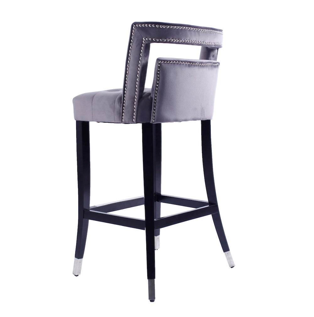 O'Life Contemporary Suede Bar Stools with Nailhead Trim Set of 2 - Gray