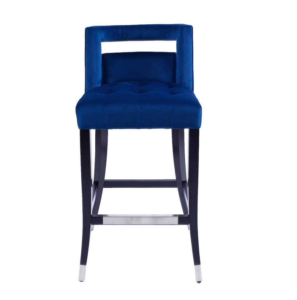 O'Life Contemporary Suede Bar Stools with Nailhead Trim Set of 2 - Navy