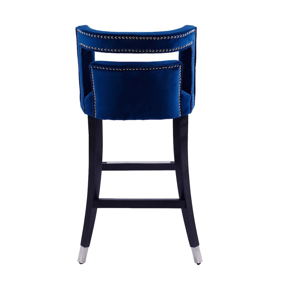 O'Life Contemporary Suede Bar Stools with Nailhead Trim Set of 2 - Navy