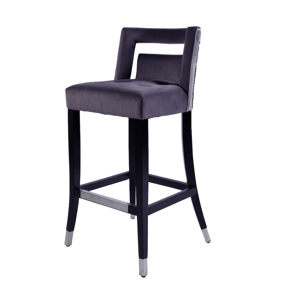 O'Life Contemporary Suede Bar Stools with Nailhead Trim Set of 2 - Gray