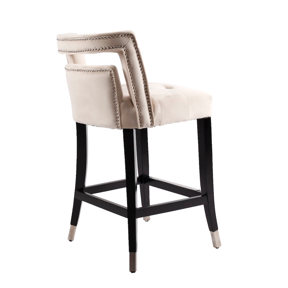 O'Life Contemporary Suede Counter Height Stools with Nailhead Trim Set of 2 - Cream