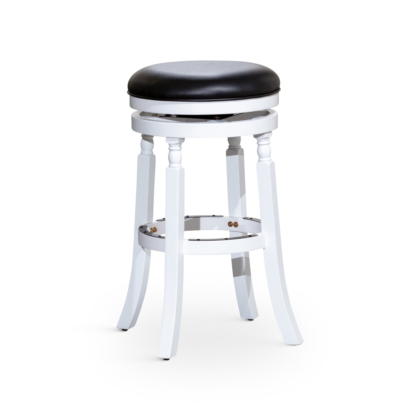 Palmer Lake 30" Bar Stool with Padded Leather Seat - White & Black