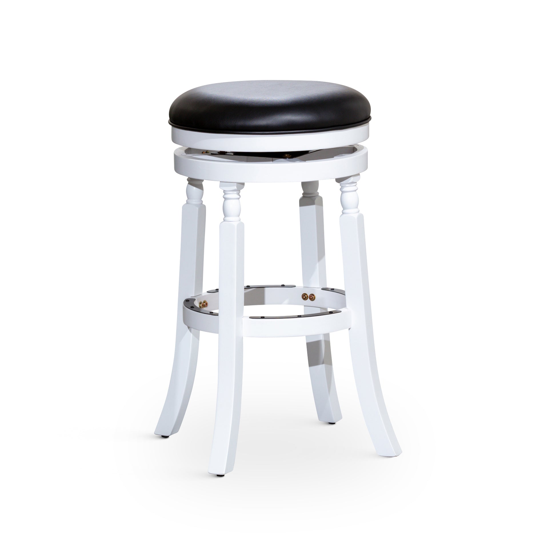 Palmer Lake 30" Bar Stool with Padded Leather Seat - White & Black