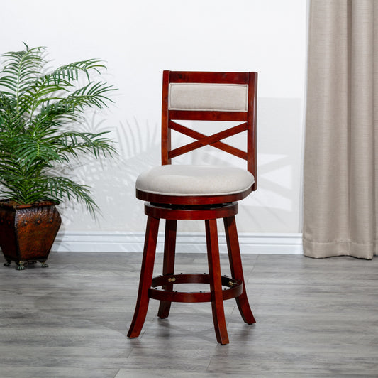 Bear Lake 30" X-Back Swivel Bar Stool - Cherry