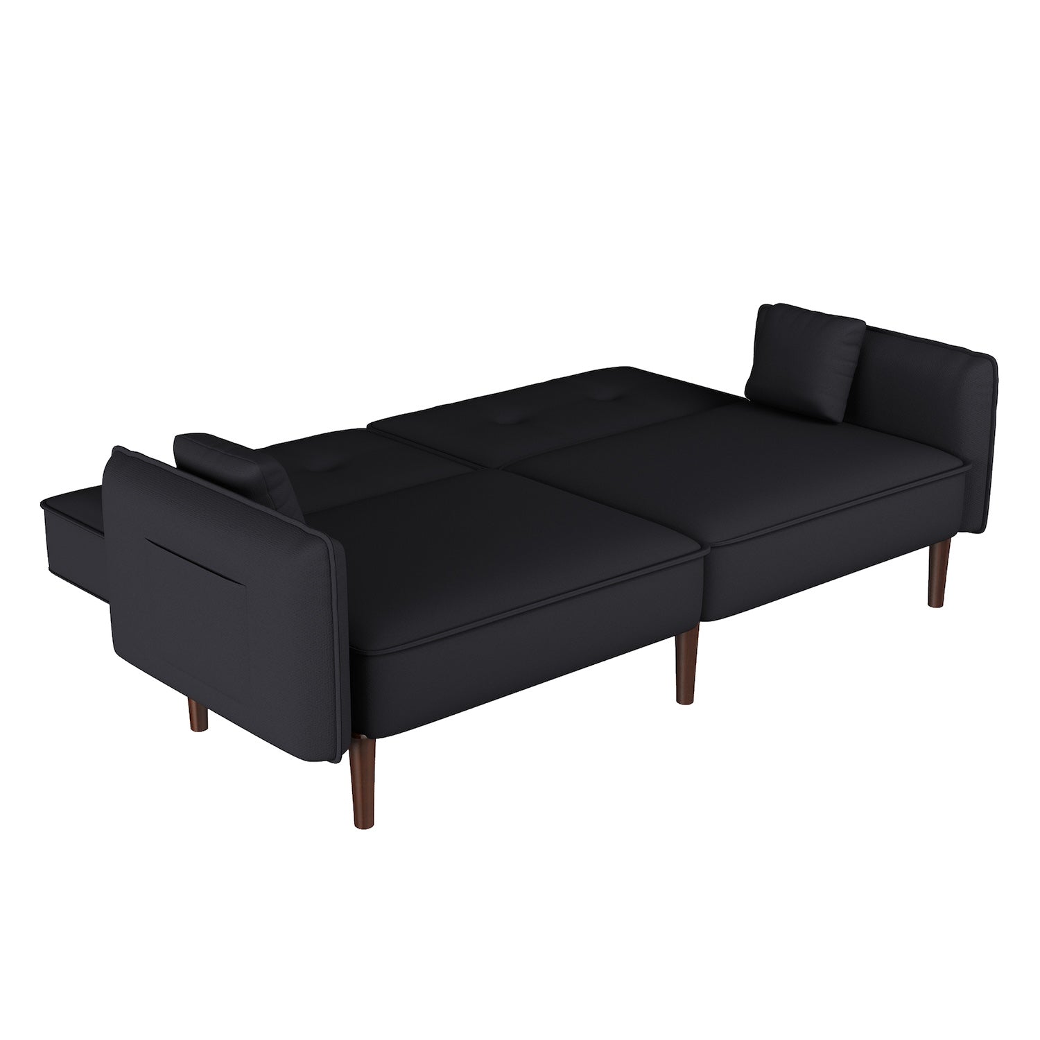 Oceana Split Back Sofa Bed with Walnut Legs - Black