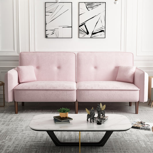 Oceana Split Back Sofa Bed with Walnut Legs - Pink