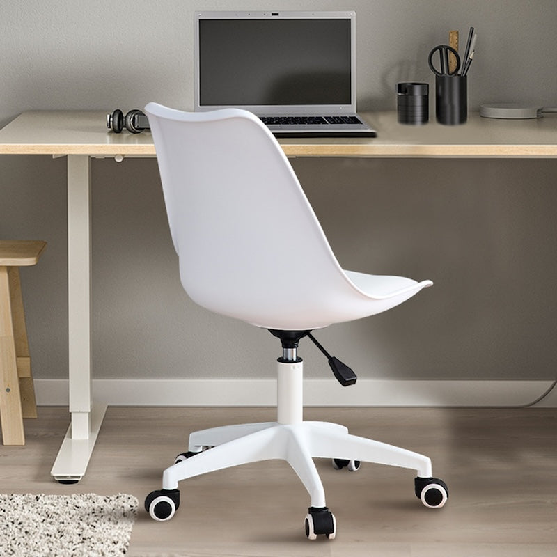 Mora Modern Minimalist Plastic Swivel Office Chair - White