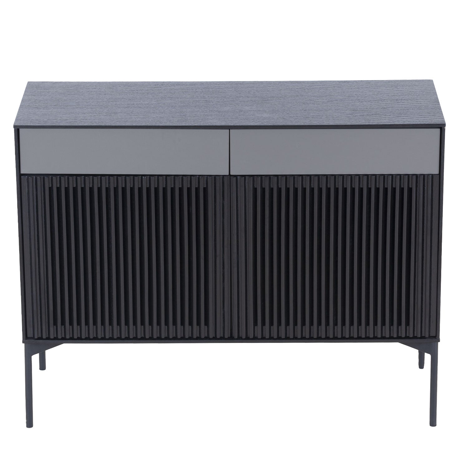 Justone Interior Mid Century Wooden 2 Drawers Sideboard Cabinet - Black